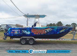 Crystal Coast Graphics designed and installed this custom boat wrap for .