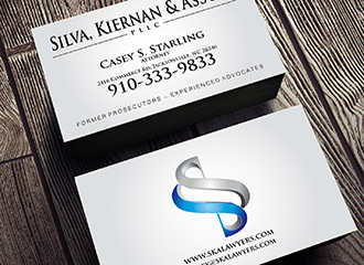Crystal Coast Graphics designed and printed business cards for Silva, Kiernan and Associates.