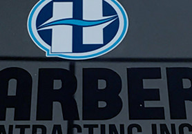 Harber Contracting sign produced by Crystal Coast Graphics.